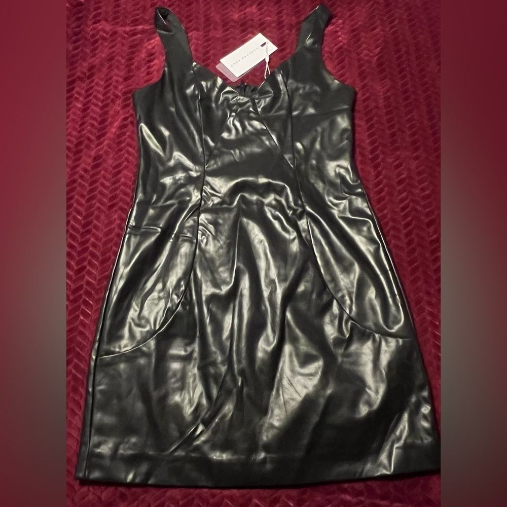 NWT Endless Rose Black Patent Leather mini dress Women’s Medium -MSRP $80